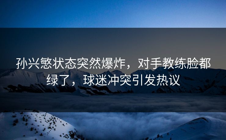 孙兴慜状态突然爆炸,对手教练脸都绿了,球迷冲突引发热议