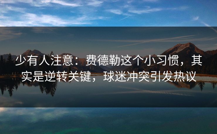 少有人注意：费德勒这个小习惯，其实是逆转关键，球迷冲突引发热议  第1张