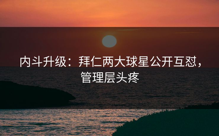 内斗升级：拜仁两大球星公开互怼，管理层头疼  第1张