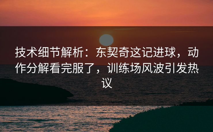 技术细节解析：东契奇这记进球，动作分解看完服了，训练场风波引发热议